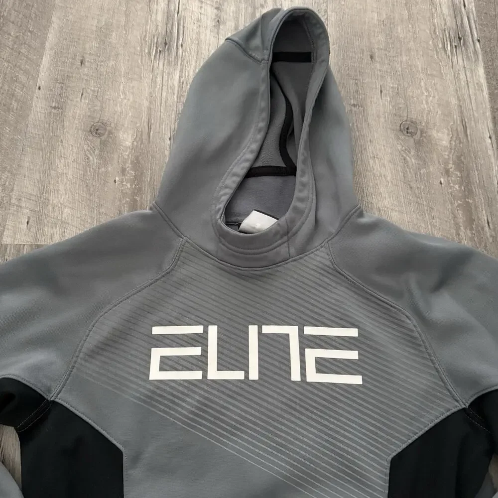 NIKE Elite Therma-Fit Hoodie BOYS Large Gray Dri-Fit Sweatshirt Fleece